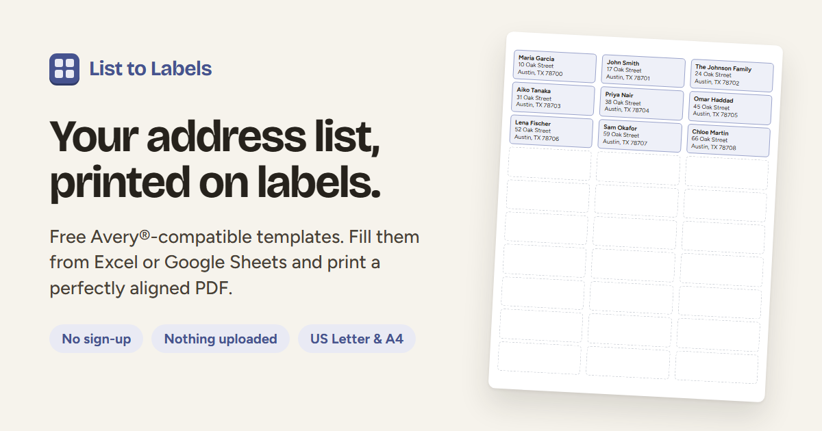Free Avery® Compatible Label Templates – 18 Sizes